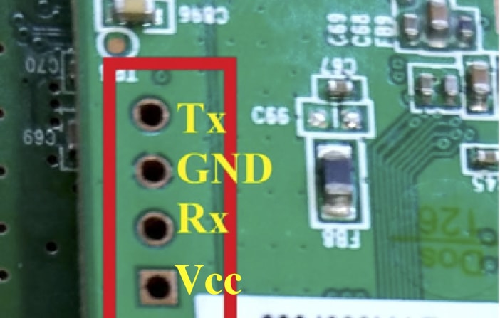 典型的 4 引脚 UART 接口